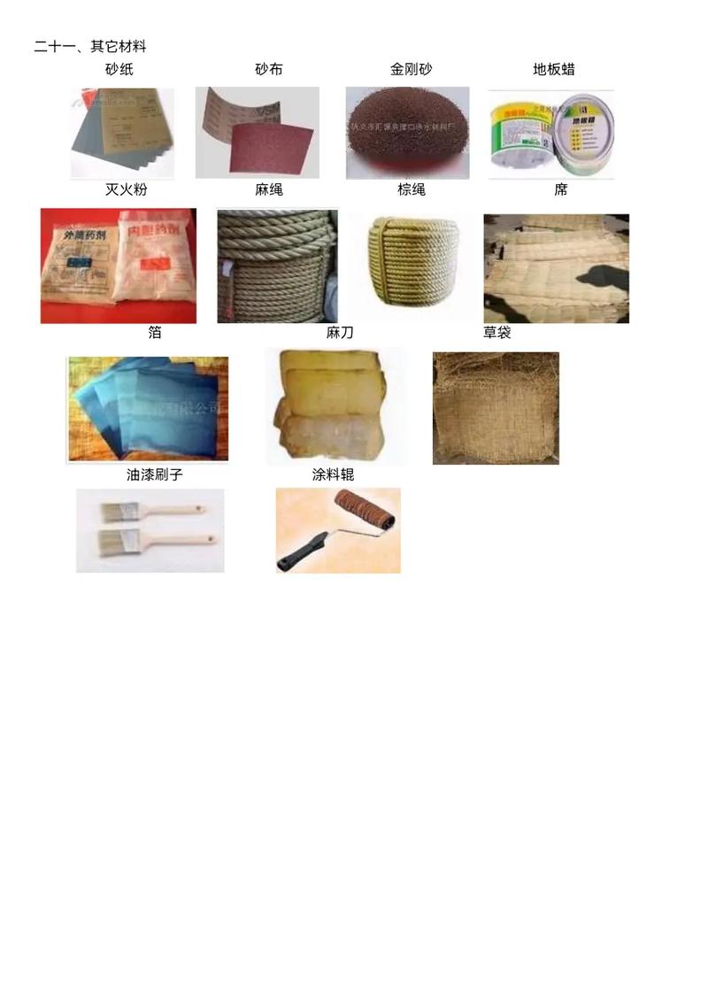 施工现场材料一揽 详细清单收藏版